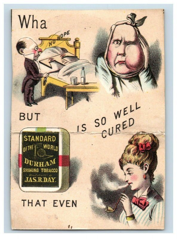 1880s Rebus Puzzle Card Durham Smoking Tobacco Lady Smoking Pipe P229