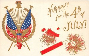 G94/ Patriotic Postcard c1910 Fouth of July 4th Fireworks Eagle Gold 5