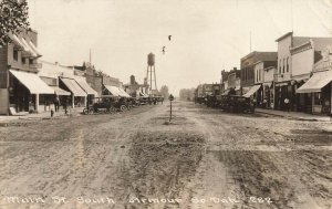 Armour SD Dirt Main Street Storefronts Old Cars Real Photo Postcard