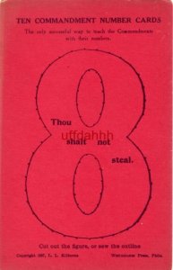 TEN COMMANDMENT NUMBER CARDS 8 copyright 1897 Kilborne Cut out or sew outline