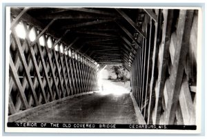 c1910's Interior Of The Old Covered Bridge Cedarburg WI RPPC Photo Postcard