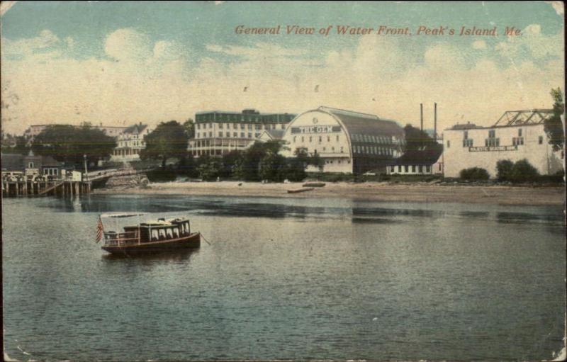 Peaks Island ME General View Waterfront & Boat 1912 Used Postcard