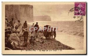 Old Postcard Mesnil Val Plage The heavy weather