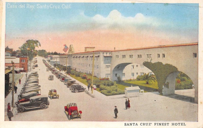 THE CASA DEL REY Santa Cruz, California Hotel 1927 Vintage Postcard