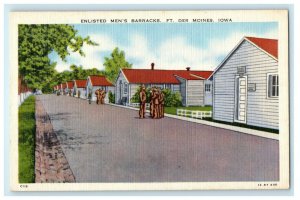 c1940's Enlisted Men's Barracks Ft. Des Moines Iowa IA Vintage Postcard
