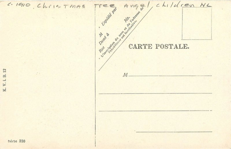 c1910 Christmas Tree angel children hand colored #310 Postcard 25-10437