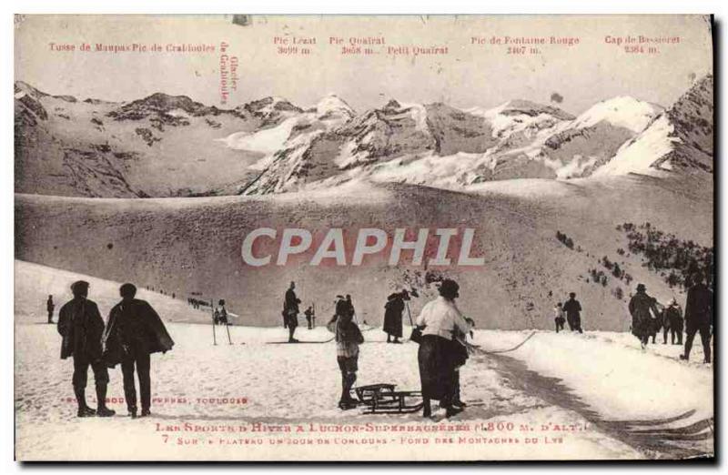 VINTAGE POSTCARD Winter sports Ski Luchon Superbagneres On t