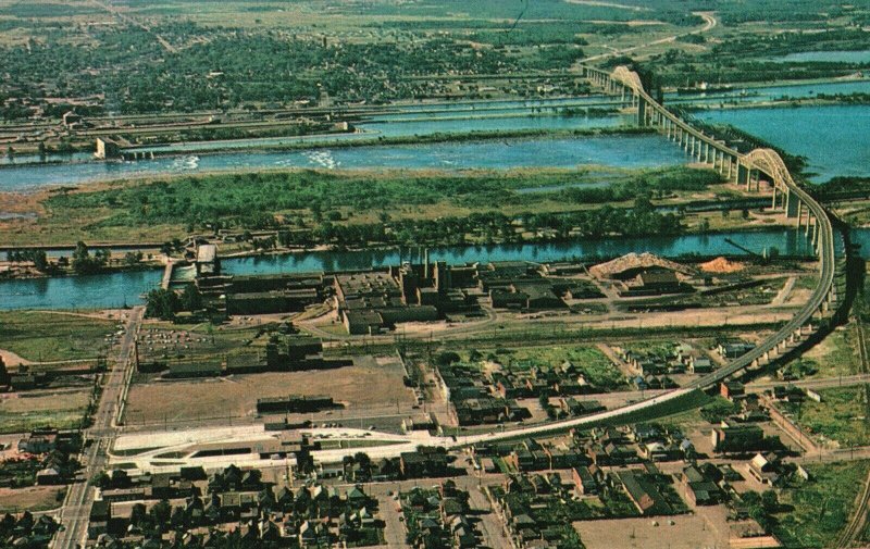 Postal Antigua St Saint Marie Ontario Canadá Puente Internacional US 75 