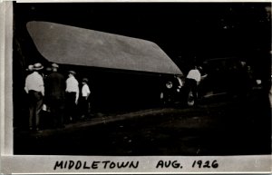 RPPC Real Photo Postcard NJ Middletown Accident Car Trapped Under Bus 1926 M29