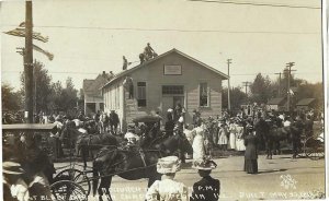 Vintage Real photo Postcard St Blair Church Peoria Celebration Ill. May 30.1910