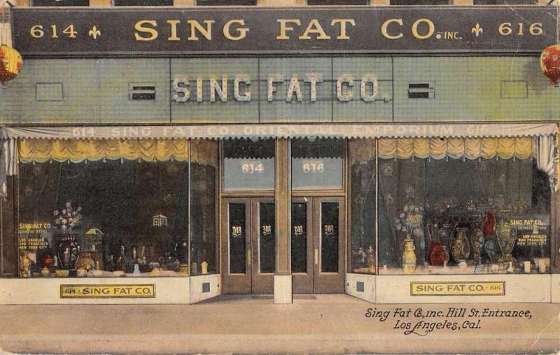 Los Angeles California Sing Fat Co Street View Antique Postcard K92009