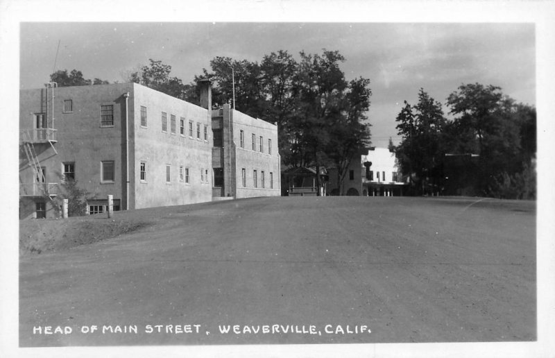 RPPC Head of Main Street, Weaverville, CA Street Scene ca 1940s Vintage Postcard