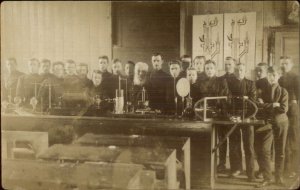 Chemistry Lab Classroom Students Teacher c1910 Russian Real Photo Postcard