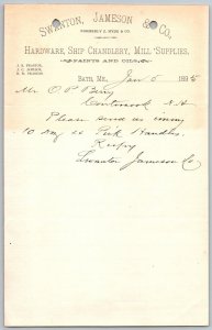 1895  Bath  Maine   Swanton, Jameson & Co.  Hardware   Receipt  9 x 5