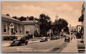 Peterborough New Hampshire 1940s Postcard Grove Street Cars Hardware Store