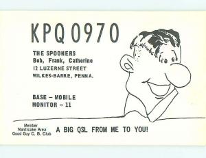 comic - QSL CB HAM RADIO CARD Wilkes-Barre Pennsylvania PA t9760