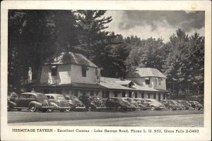 Hermitage Tavern Cars Lake George Road Glens Falls NY Postcard