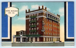 YORK, Nebraska NE ~ Roadside HOTEL McCLOUD 1947 Art Deco Border  Postcard