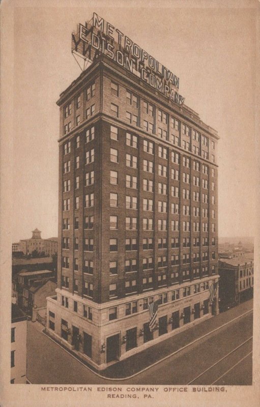 Postcard Metropolitan Edison Company Office Building Reading PA