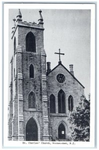 c1940 St. Charles Church Chapel Exterior View Woonsocket Rhode Island Postcard
