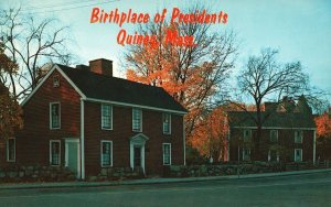 Postcard Birthplace 2Nd & 6Th Presidents Cottage Salt-Boxes Quincy Massachusetts