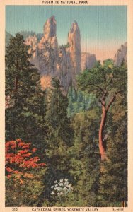 Vintage Postcard Cathedral Spires Yosemite Valley California Western Publishing