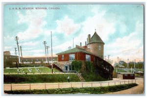 c1910 View of C.P.R.R. Station Windsor Ontario Canada Antique Posted Postcard