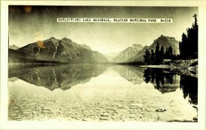 RPPC Lake McDonald Reflection Glacier National Park Montana Real Photo Postcard