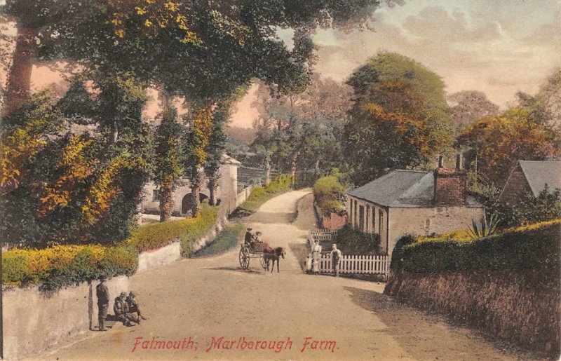 Falmouth, Marlborough Farm, Cornwall, UK c1910s Hand-Colored Vintage Postcard