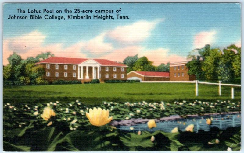 KIMBERLIN HEIGHTS, Tennessee TN  JOHNSON BIBLE COLLEGE Lotus Pool 1940s Postcard