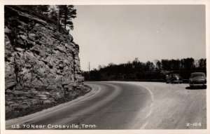 RPPC Real Photo Postcard - Classic Cars - US 70 Crossville, Tennessee