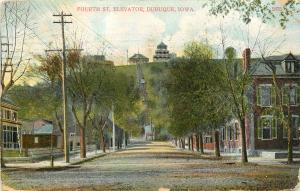 Vintage Postcard Fourth Street Elevator Dubuque IA Funicular Railway