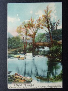 Cymru A WELSH STREAMLET & FOOT BRIDGE (2) c1905 Postcard by Pictorial Stationery