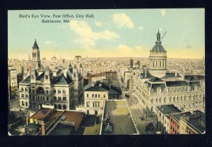 Early Baltimore, Maryland/MD Postcard, Aerial View Of Post Office & City Hall