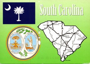 South Carolina With Map State Flag and Seal 1996