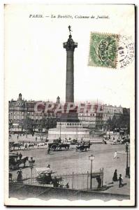 paris Old Postcard Bastille Square the July Column