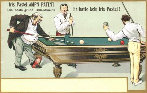 Germany Pool Table Patent He didn't have an Iris Pastel! Postcard