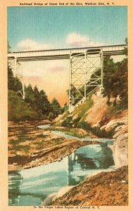 Vintage Postcard 1920's Railroad Bridge at Upper End of Glen Watkins New York NY