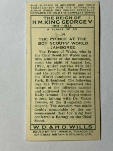 CIGARETTE CARD - WILLS REIGN GEORGE V #34 PRINCE AT BOY SCOUTS WORLD   (UU312)