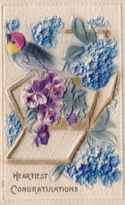 Heartiest Congratulations With Flowers 1911 Embossed