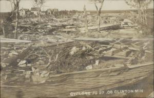 Clinton MN 1908 Torando Cyclone Damage Real Photo Postcard