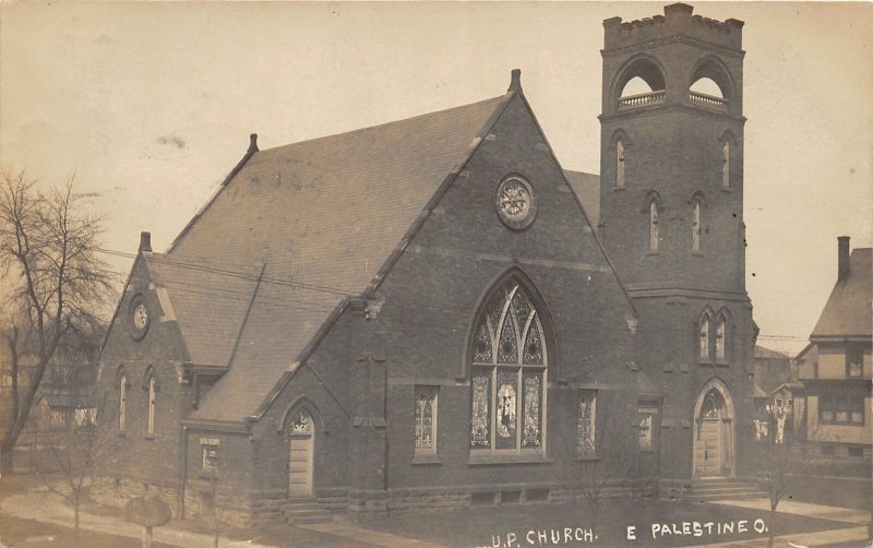 G42/ East Palestine Ohio RPPC Postcard U.P. Church Building 1909