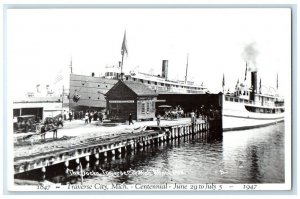 c1910 Docks Steamship Horse View Centennial Traverse City Michigan MI RPPC Photo