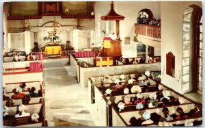 Postcard - 18th-century service in Bruton Parish Church - Williamsburg, Virginia