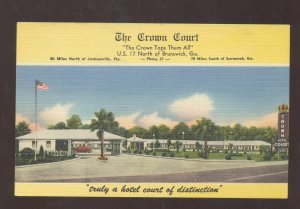 BRUNSWICK GEORGIA THE CROWN COURT VINTAGE LINEN ADVERTISING POSTCARD