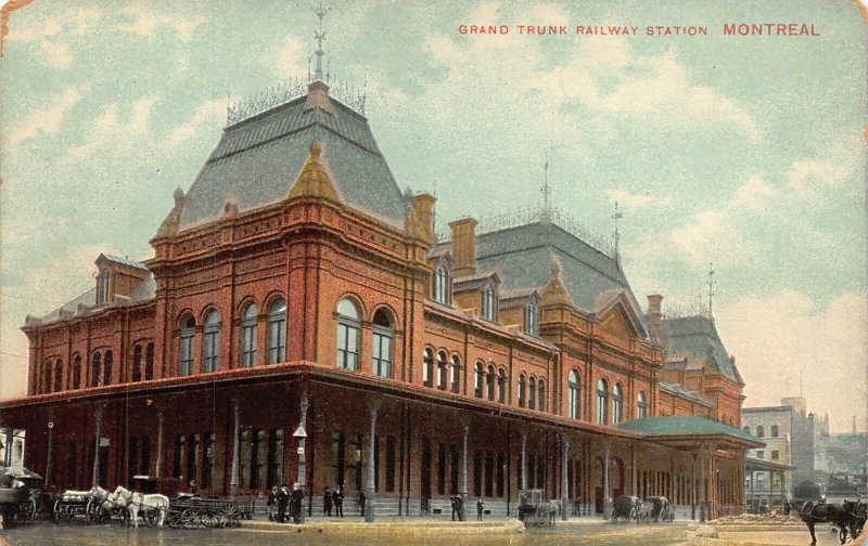 MONTREAL QUEBEC CANADA~GRAND TRUNK RAILWAY STATION~1910s POSTCARD