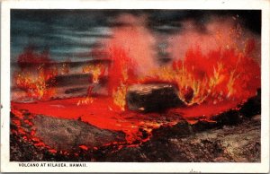 VINTAGE POSTCARD VOLCANIC LAVA FLOWING AT KILAUEA TERR OF HAWAII PRINTED c. 1920