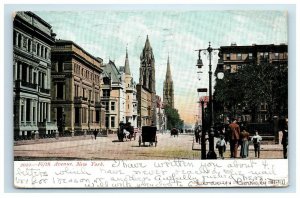 1907 New York City Fifth Avenue PPC Street View Undivided