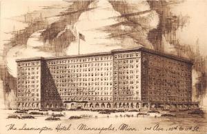 Minneapolis Minnesota~Leamington Hotel on 3rd Avenue~Drawn Image~c1940s Sepia Pc