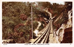 Penang Hill Malaysia Railway from Middle Station Tinted Real Photo PC AA2334